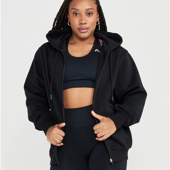 NWT ONER ACTIVE Classic Lounge Oversized Zip Through Hoodie - Medium Black - Picture 2 of 5